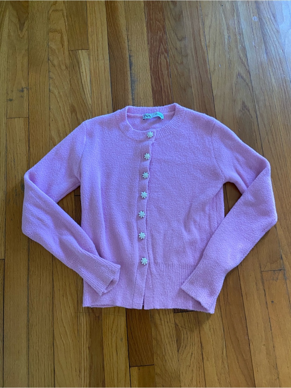 Zara Pastel Pink Daisy Button Cardigan